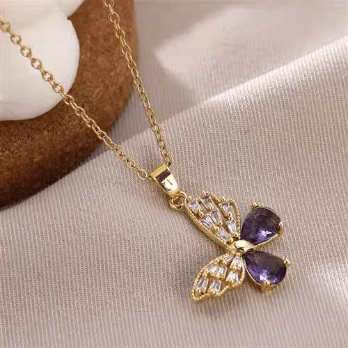 Sweet Colorful Butterfly Pendant Necklace