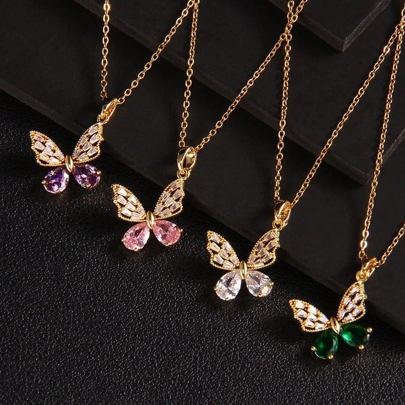 Sweet Colorful Butterfly Pendant Necklace