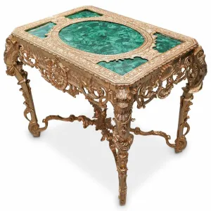 Table, Malachite and Gilt, Green, Imperial Style, Acanthus Leaf. Very Ornate!