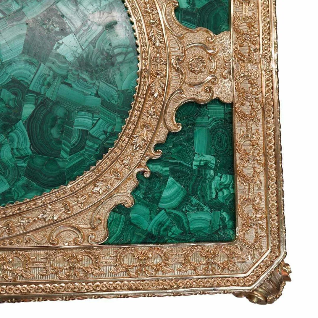 Table, Malachite and Gilt, Green, Imperial Style, Acanthus Leaf. Very Ornate!