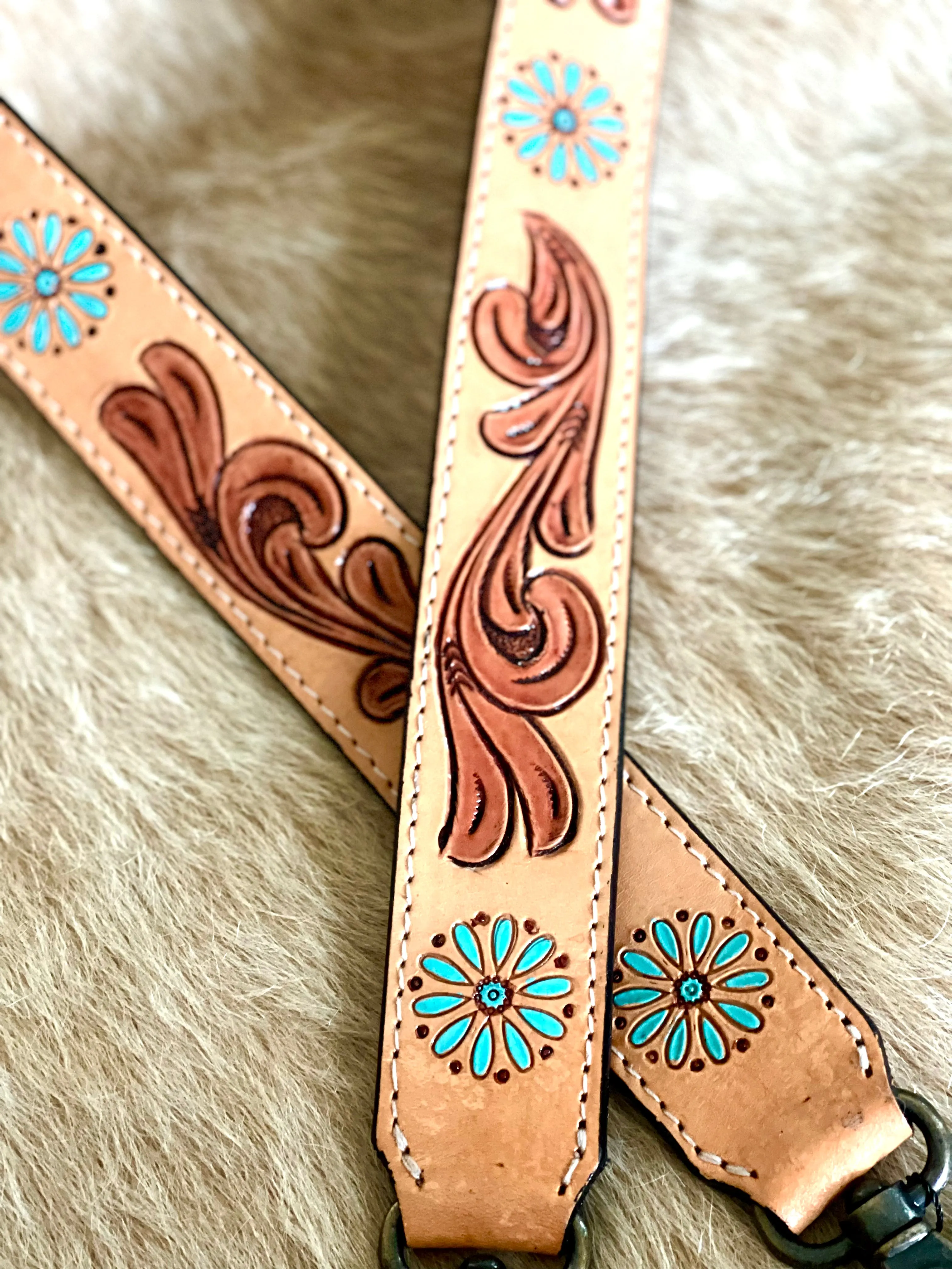 Tooled Leather Purse Straps (Long)