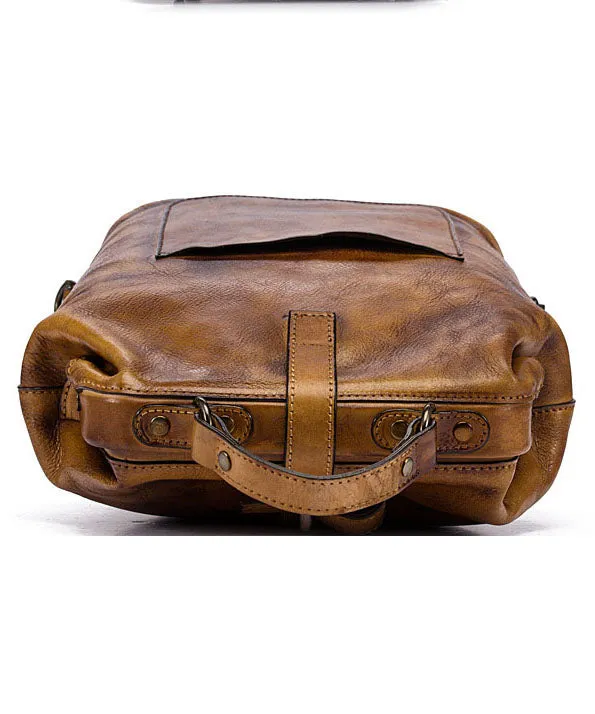 Unique Yellow Large Capacity Calf Leather Backpack Bag