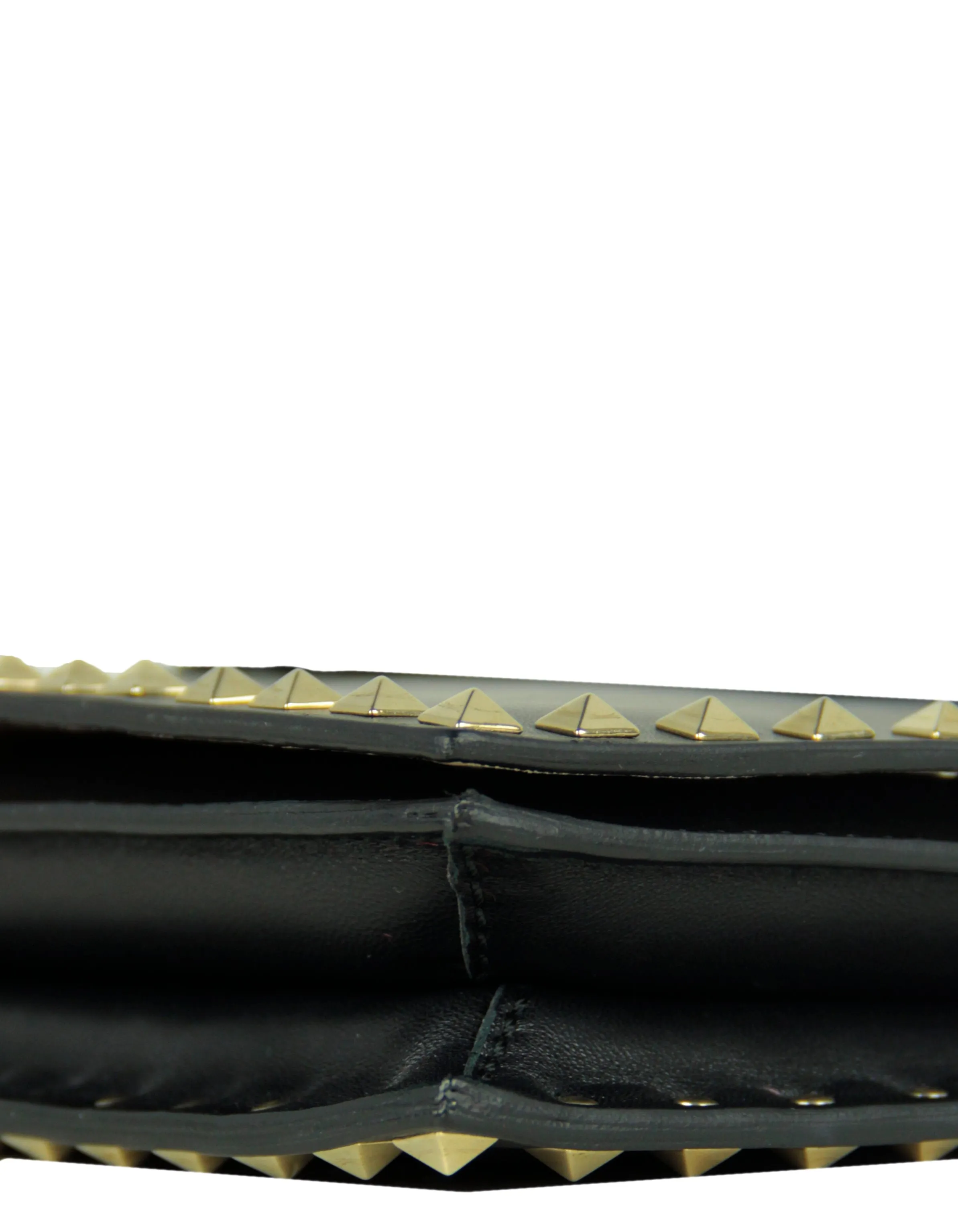 Valentino Black Leather Rockstud Wristlet Clutch Bag