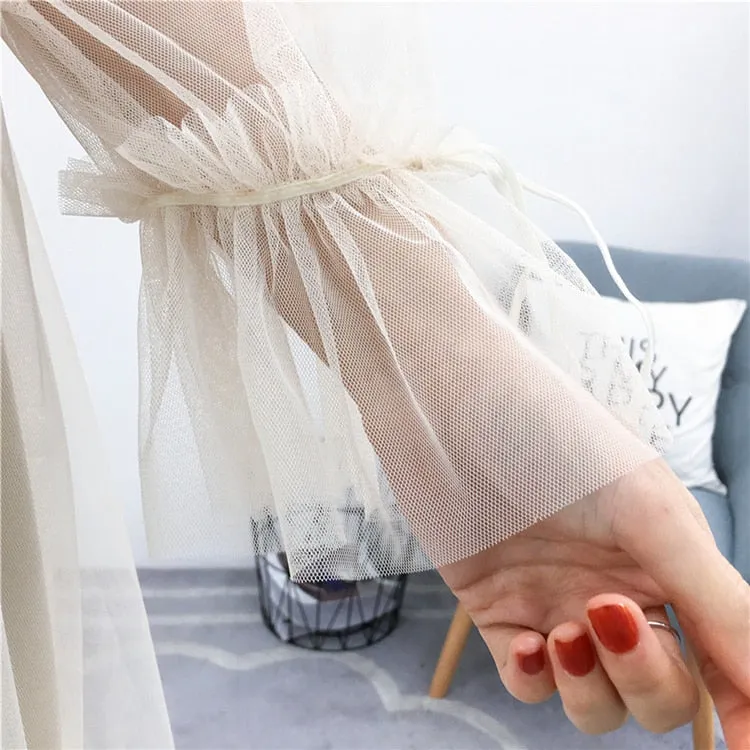VenusFox Womens Elegant Sweet Mesh Trimmed with Lace Sheer Sexy Party Dresses