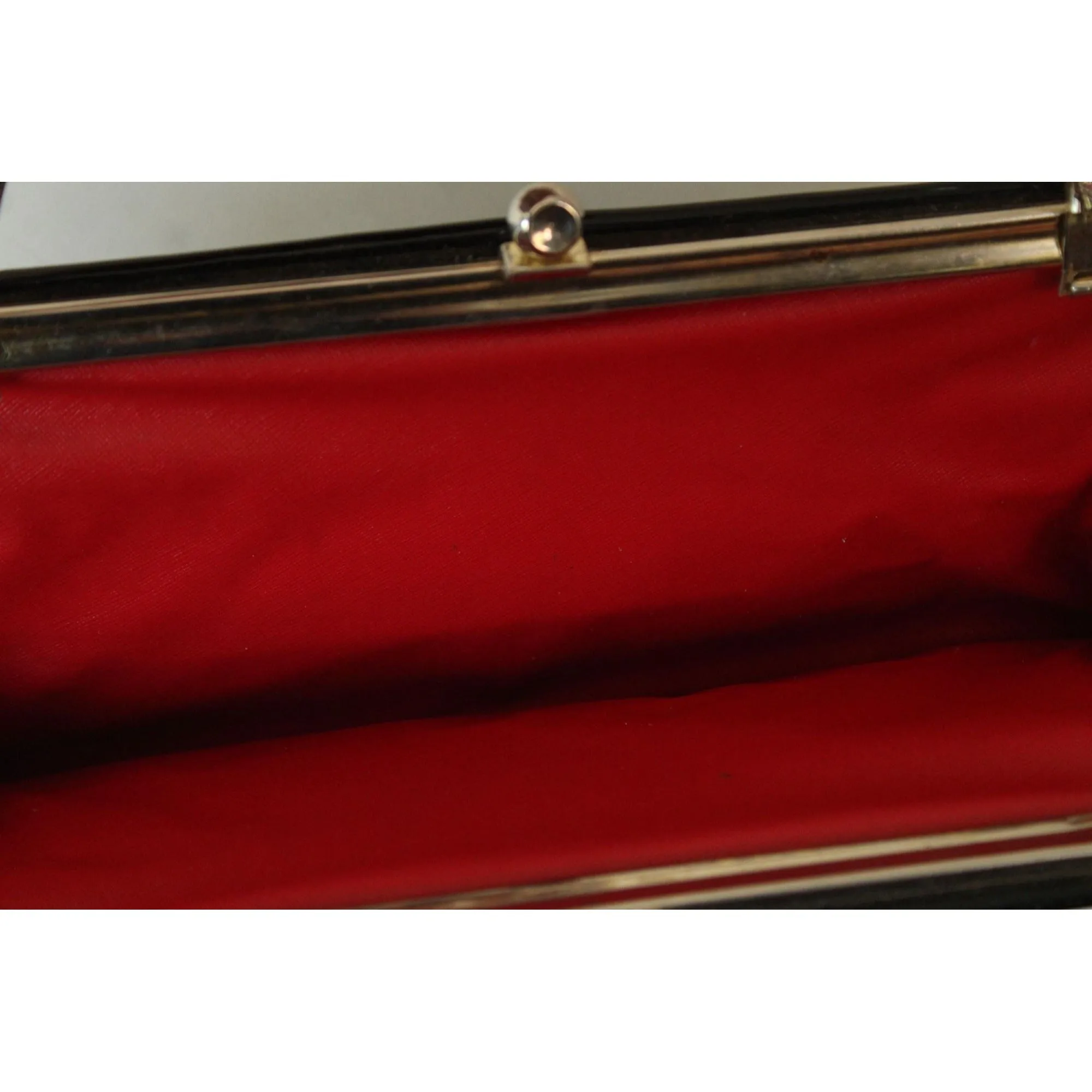 Vintage 1950s 1960s Black Patent Leather Clutch Handbag