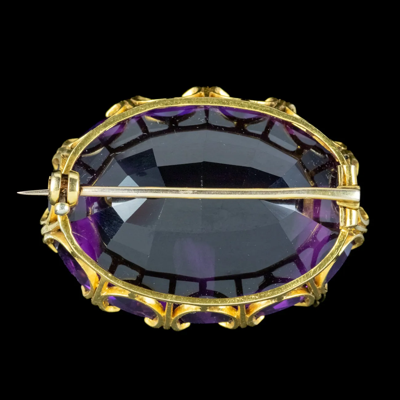 Vintage Amethyst Brooch 18ct Gold 25ct Amethyst