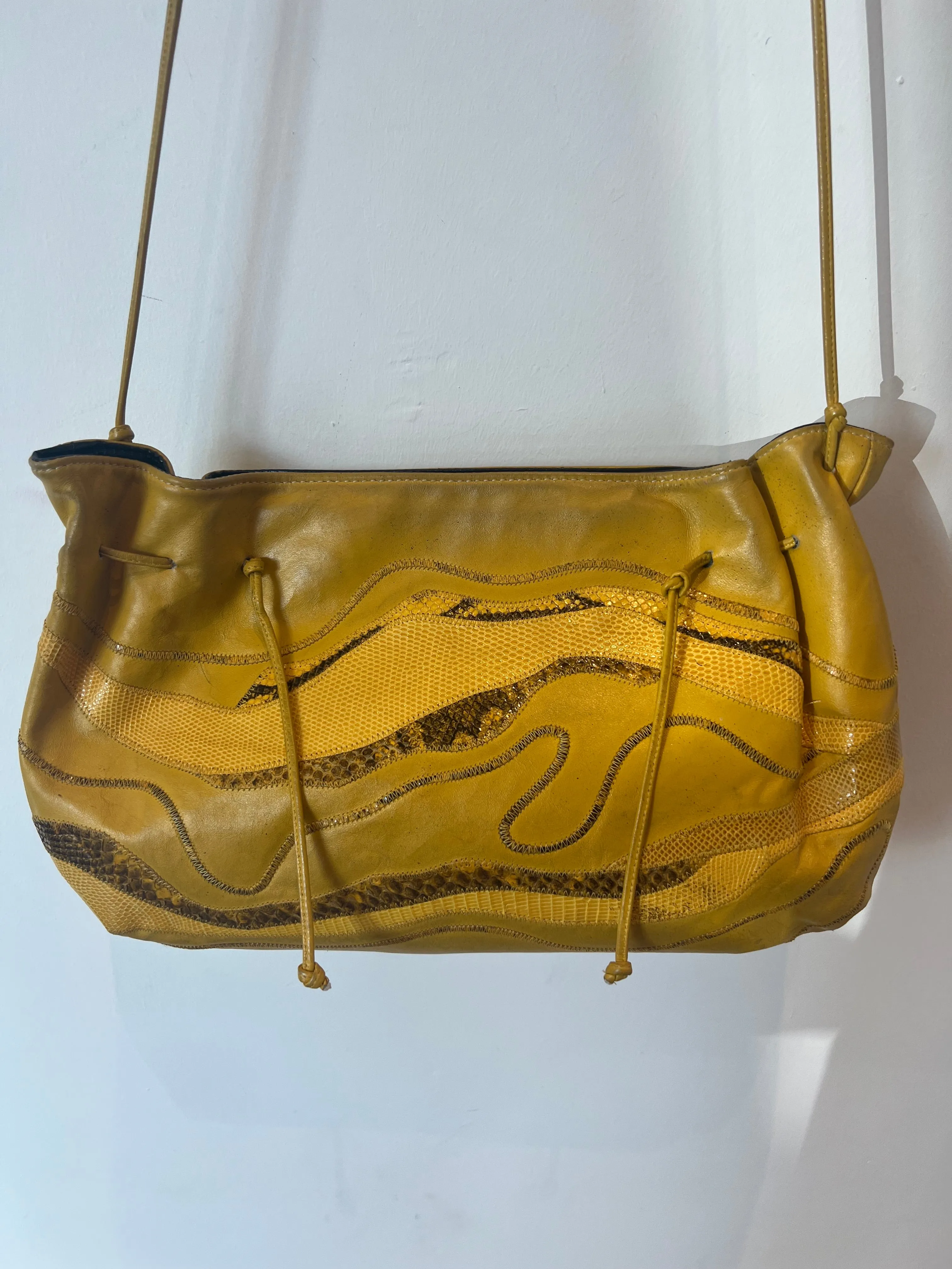 Vintage Carlos Falchi Yellow Patchwork Handbag