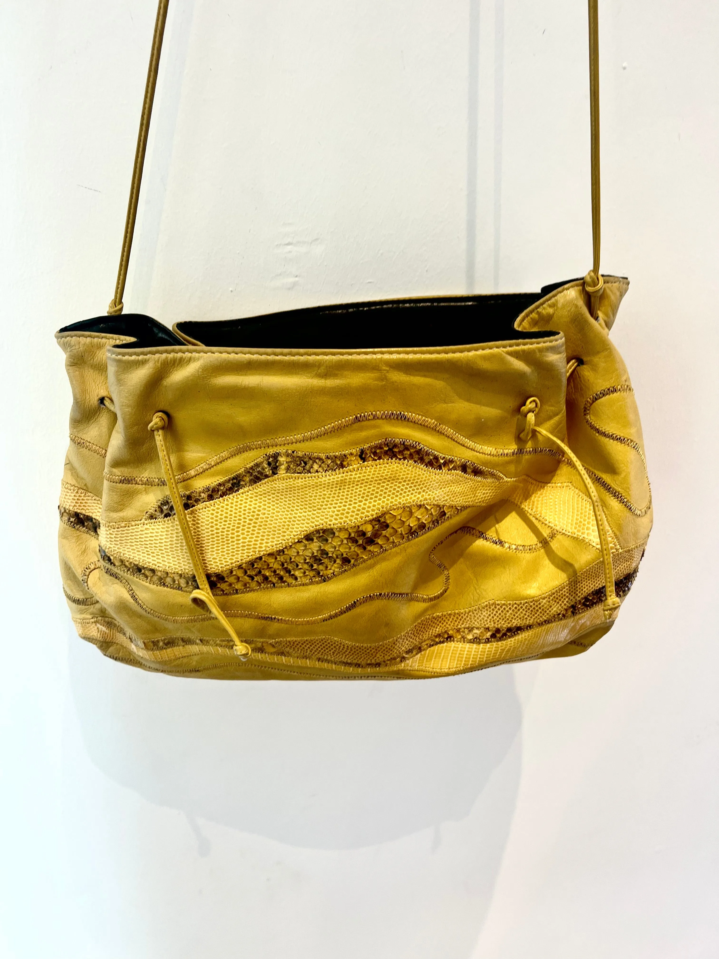 Vintage Carlos Falchi Yellow Patchwork Handbag
