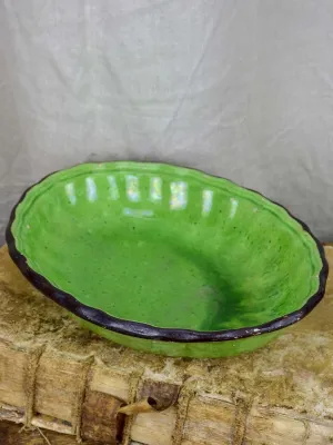 Vintage Dieulefit oval platter with green glaze