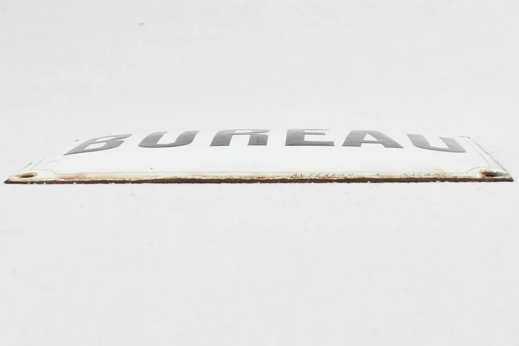 Vintage enamel plaque, BUREAU 5½ x 8""