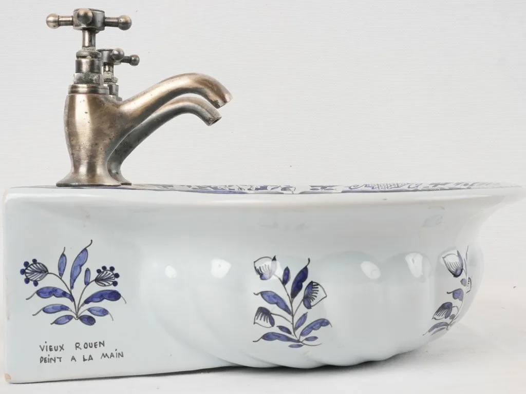 Vintage French blue and white hand basin 16½"