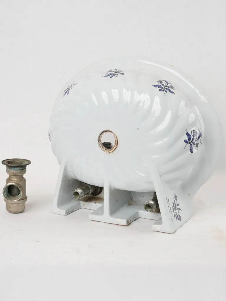 Vintage French blue and white hand basin 16½"