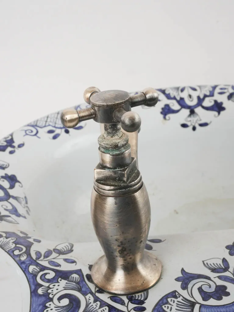 Vintage French blue and white hand basin 16½"