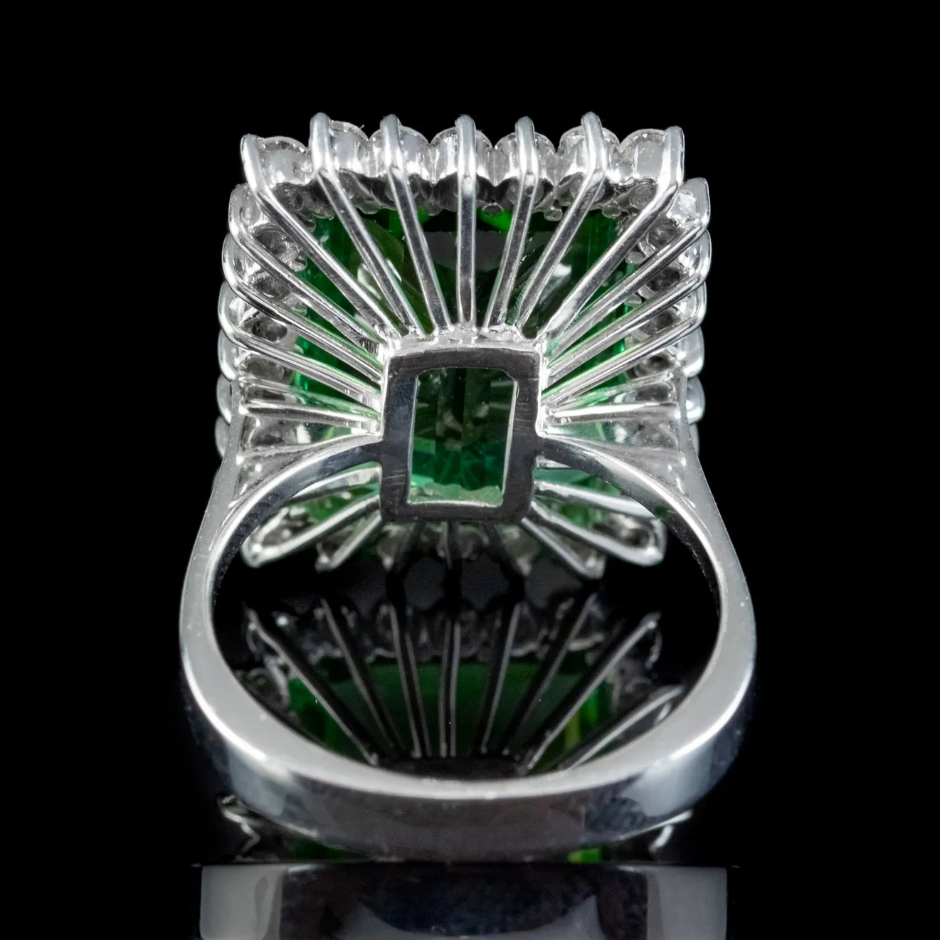 Vintage Green Tourmaline Diamond Ring 18ct Gold 12ct Tourmaline 2.40ct Of Diamond