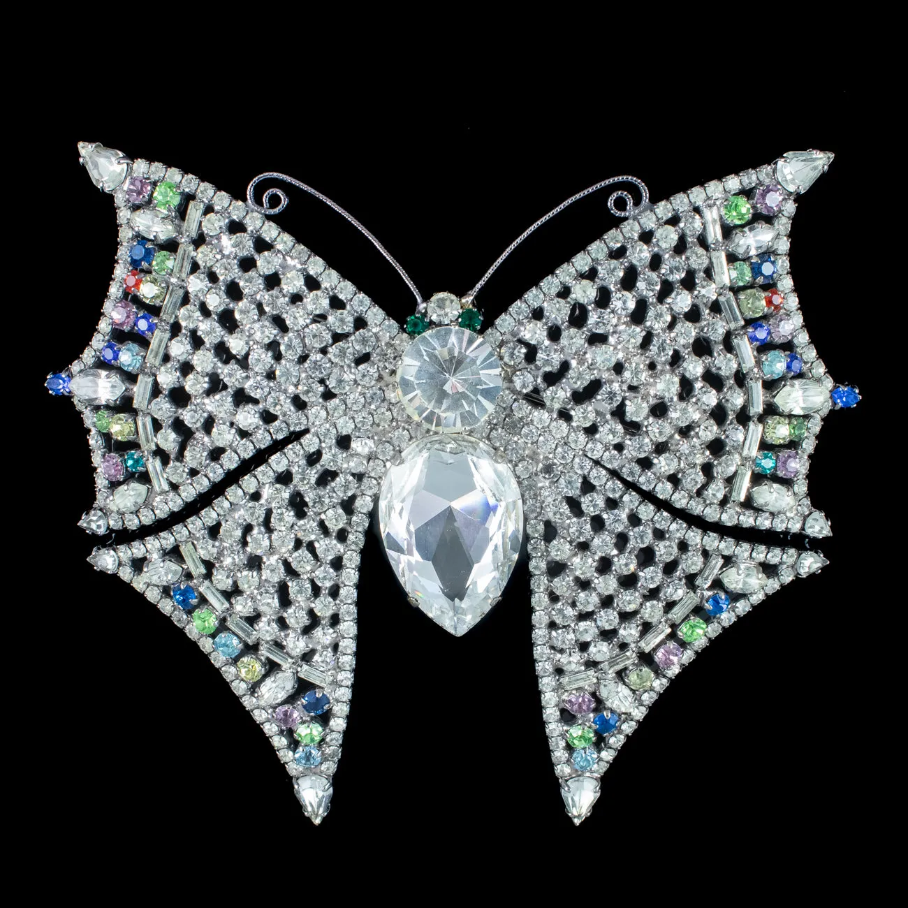 Vintage Large Butterfly Glass Paste Brooch