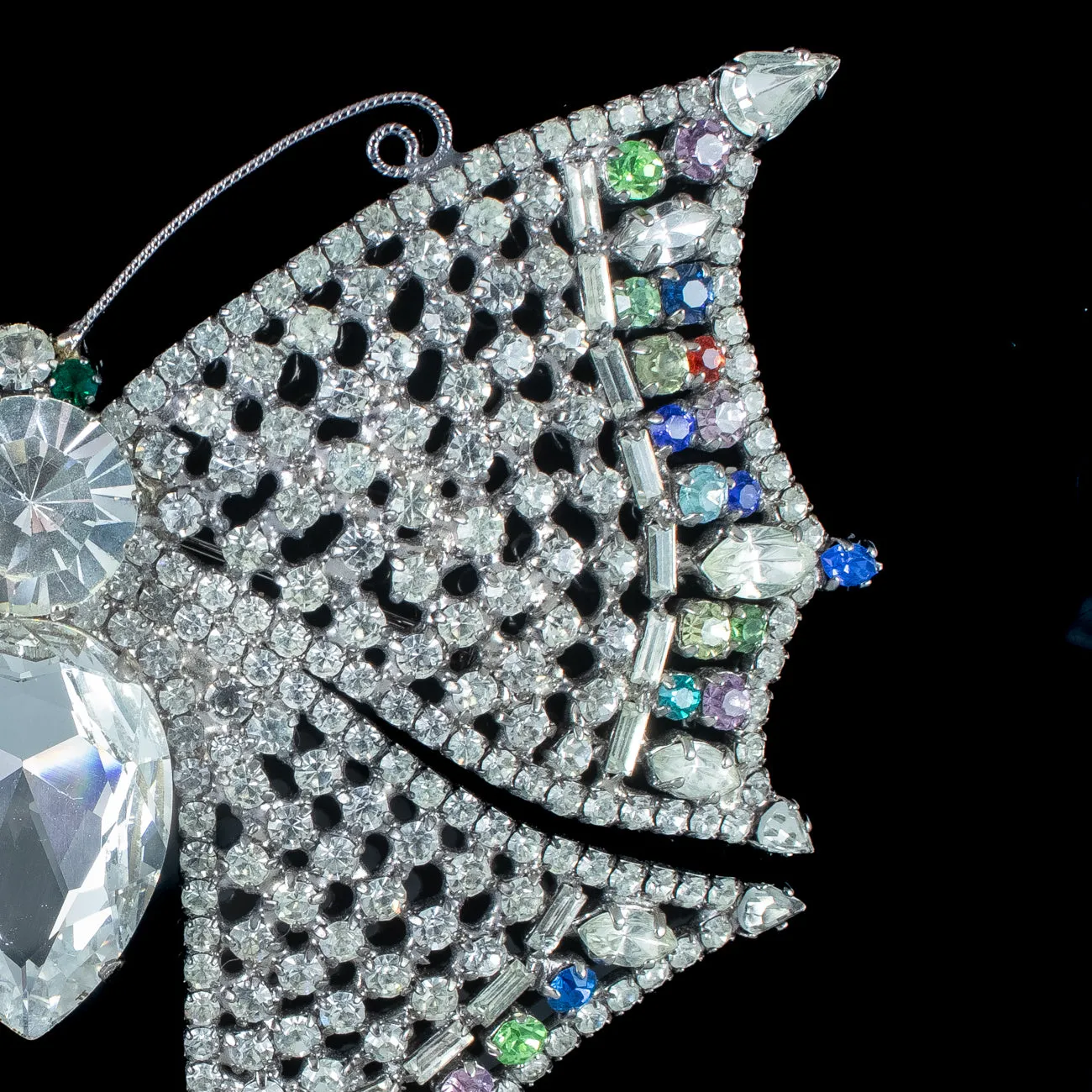 Vintage Large Butterfly Glass Paste Brooch