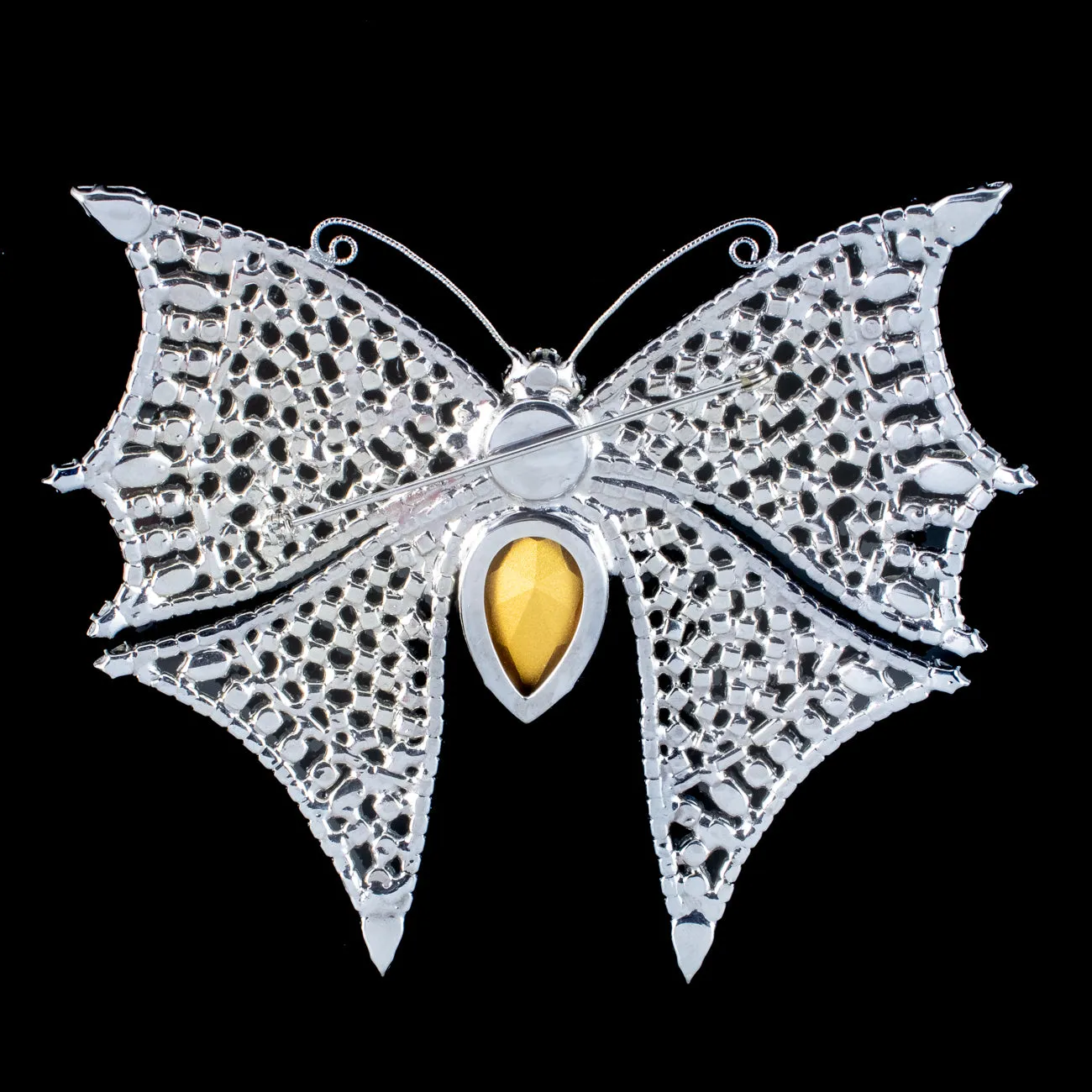 Vintage Large Butterfly Glass Paste Brooch