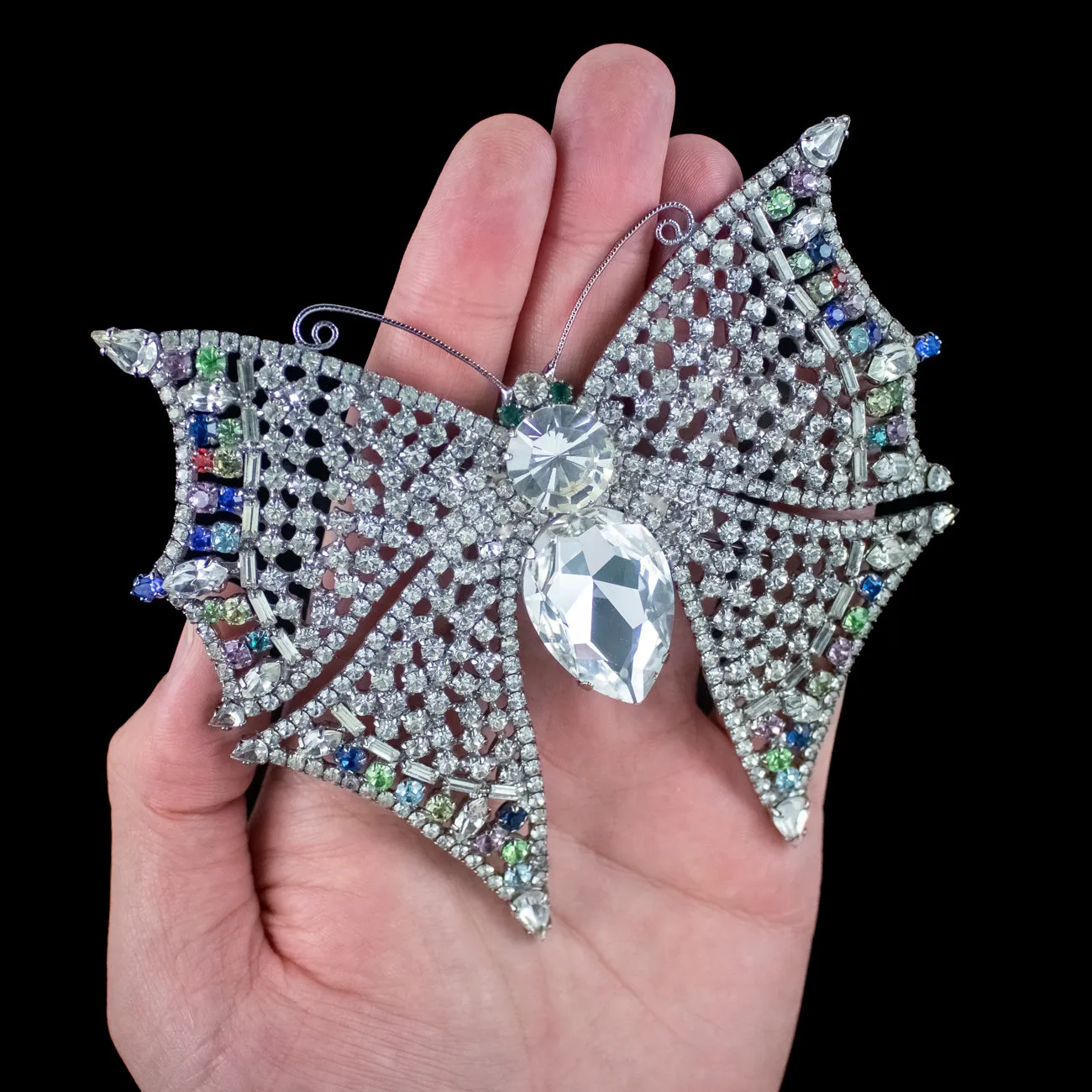 Vintage Large Butterfly Glass Paste Brooch