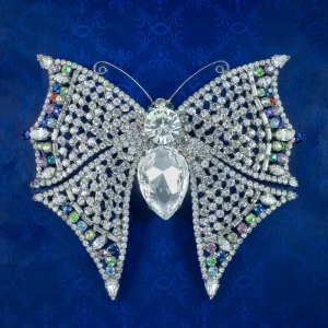 Vintage Large Butterfly Glass Paste Brooch