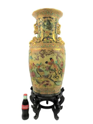 Vintage Vase, Satsuma, Hand Painted, Large Chinese Royal, Gorgeous Colors!!