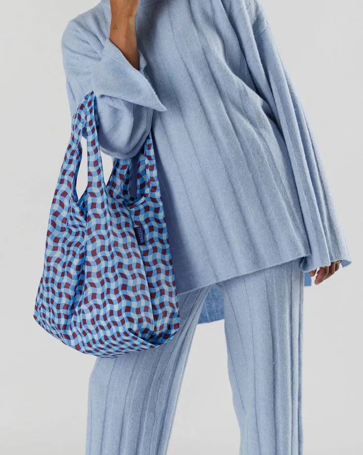 Wavy Gingham Blue Standard Baggu