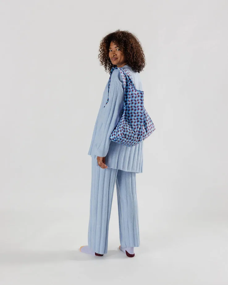 Wavy Gingham Blue Standard Baggu