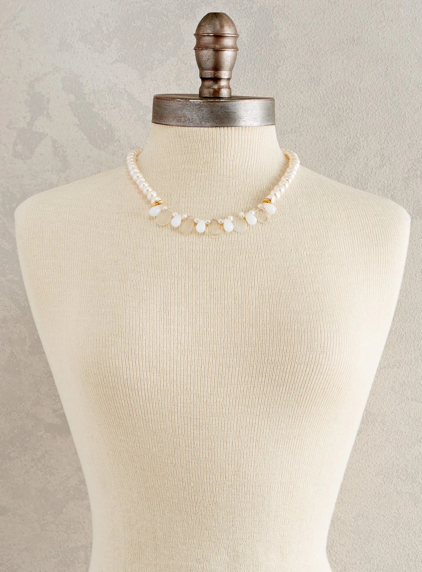 Wedding Glass and Pearl Necklace