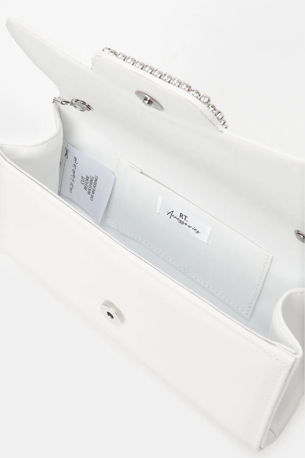 Women White Embellished Clutch Bag
