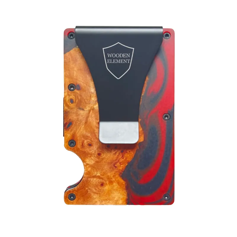 Wood and Resin Smart Wallet (Red and Black)