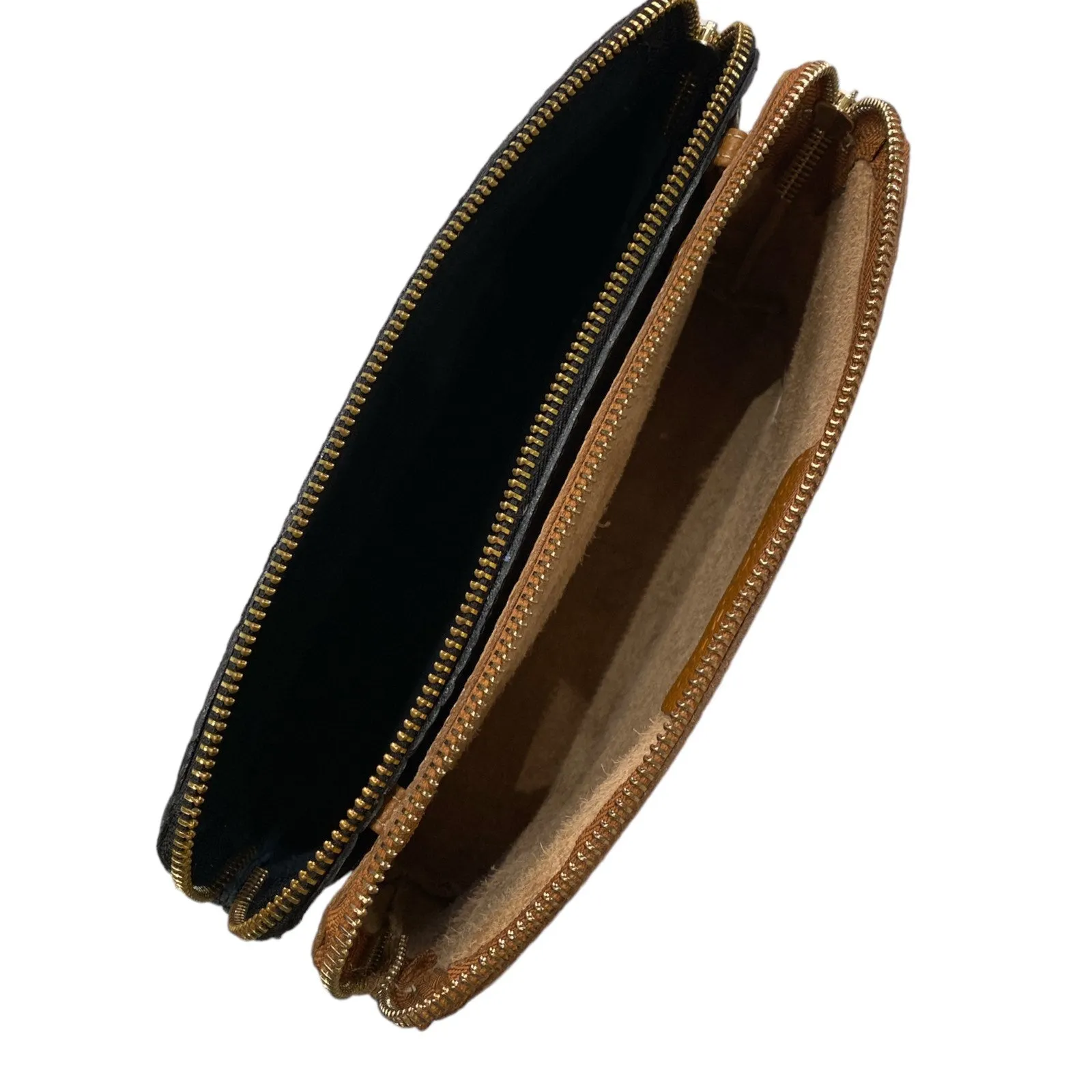 XL taba and black alligator-print leather double box