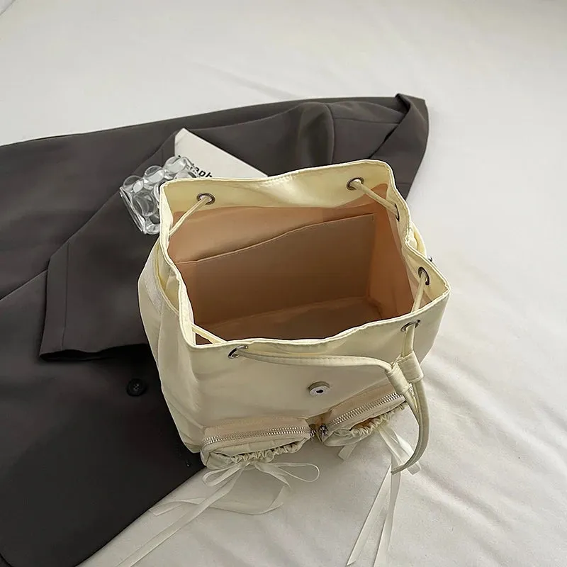 Y2K Nylon Backpack with Bow Detail